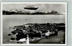 W8990 Lindau Bodensee Fliegeraufnahme Strähle 8954 Zeppelin Foto AK