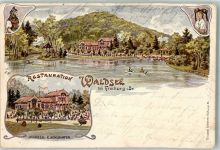 79098 W7800 Freiburg im Breisgau 1903 Lithographie / Künstlerkarte Gasthaus Waldsee Tracht Jugendstil