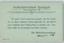 W7000 Stuttgart Volksbibliothek Silberburgstraße 191 Ablauf Lesefrist Privatganzsache
