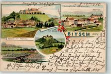 57230 Bitche 1903 Lithographie Festung Fort Sebastian Kaserne Freiherr von Falkenstein Baracken Blumen Kirche