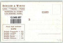 Werbung Rapid Berger und Wirth Lipsia Firenze Parigi Tintenfass