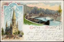 10115 W1000 Berlin 1898 - Berlin: Gruß aus, Kaiser Wilhelm-Ged.-Kirche, Herkules-Brücke,Paul Finkenrath