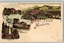61231 W6350 Bad Nauheim Lithographie Teichhaus Kurhaus Sprudel