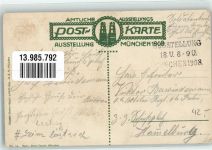 W8000 München Münchner Kindl mit Jagdhorn auf Hirsch Ausstellung München Leim löst sich Kunstgeschichte München 1908 Gebrauchsspuren
