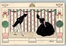 sign. Roland Biedermeier Epoche Tanz Scherenschnitt 1906 Künstlerkarte