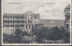 18225 O2565 Arendsee um 1930/40 - Arendsee, Ostseebad, Hansa-Haus, Segelboot,M. Glückstadt & Münden