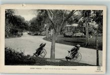 Tonkin Tongking Gebrauchsspuren Tracht Rickscha Botanischer Garten Musikpavillon