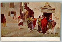 30100 Venezia Lithographie / Künstlerkarte L´estrazione del lotto