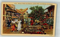 Los Angeles 1945 Foto AK Marktszene Tracht Olvera Street