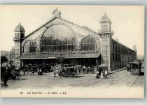 76600 Le Havre Foto AK Bahnhof Straßenbahn