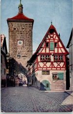 W8803 Rothenburg ob der Tauber Siebersturm mit Torhäuschen im Kappenzipfel Fotograf Hans Hildenbrand Farben Fotos 1921