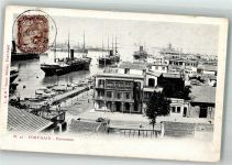 Port Said 1909 Foto AK Hafen Marke bildseitig