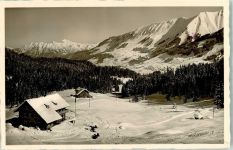 6992 Mittelberg , Kleinwalsertal Gebrauchsspuren Gasthaus Württemberger Hütte Winter