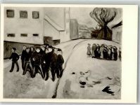 sign. Munch Edvard Dorfstraße m. brennendem Haus Expressionismus Künstlerkarte