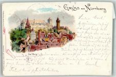 90402 W8500 Nürnberg 1898 Lithographie Burg