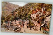 Lynmouth Lithographie / Künstlerkarte sign. Hill, Mars