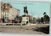 Madrid 1909 Foto AK Denkmal Espartero Calle de Alcala Marke bildseitig