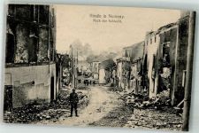 54610 Nomeny Foto AK WK I Straßeansicht nach der Schlacht Trümmer