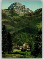 83727 W8163 Bayrischzell - Kirche im Ort und Wendelstein