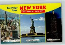 New York City - Nachtaufnahme Empire Stae Building Freiheitsstatue Skylime Manhattan