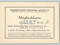 W7800 Freiburg im Breisgau Mitgliedskarte 1956 Deutscher Naturforscher Auto