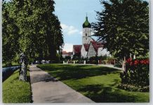 88512 W7947 Mengen , Württ - Kirche Baum Fluss Blumen