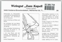 56068 W5400 Koblenz am Rhein - Weinhaus zum Kapellchen