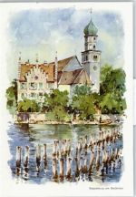 88142 W8992 Wasserburg (Bodensee) - Gemälde See Boot