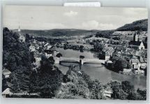 79725 W7887 Laufenburg , Baden - Berg Fluss Brücke Kirche