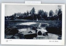 Waschfrau Künstlerkarte