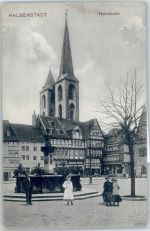 38820 O3600 Halberstadt - Holzmarkt, Brunnen, Kirche
