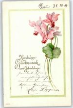 Blumen , Prägedruck Geburtstag