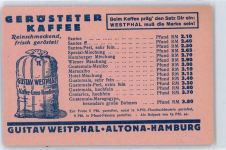 Werbe-Karte, Kaffee-Gross-Handlung Westphal Kaffee
