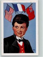 sign R.H. Fahnen - Dreierbund Wenn noch nicht verwandelt, dem Tageslichte auszusetzen USA, Frankreich und England Fahne Künstlerkarte