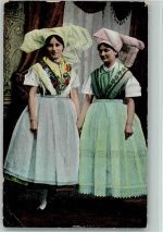 Zwei Frauen 1909 AK Eckknick Trachten Spreewald
