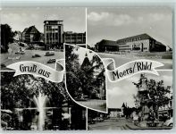 47441 W4130 Moers - knappschaftsverwaltung Königl. Hof Springbrunnen Partie am Schloß Markt und neues Rathaus
