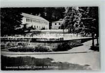 W5653 Roderbirken , Rheinland Sanatorium Roderbirken Terrasse mit Badehaus Sanatorium