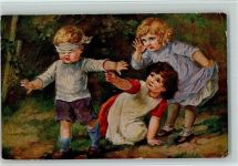 Kinderspiele - Blinde Kuh , Eckknick Kind 1918 Künstlerkarte