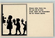 Kinder telefonieren AK Scherenschnitt