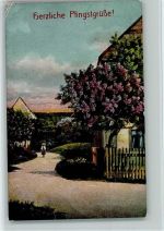 Pfingsten - Fliederbäume in der Dorfstraße AK Flieder 1919