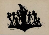 Märchen - Schneewittchen - sign RB - Schumann Ruthild Scherenschnitt Künstlerkarte
