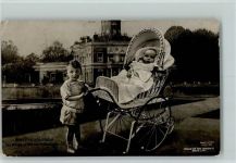 Fotomontage - Geschwisterliebe, Kinderwagen, Eckknick Adel Prinz Wilhelm Gebrauchsspuren