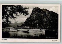 Photo Kratz Nr. 699 - Raddampfer an der Loreley Rheinschiff 1954