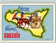 90100 Palermo Künstlerkarte Pension Sausele Pferdekutsche
