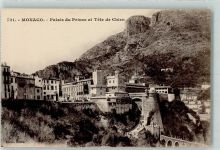 Monte Carlo 1922 - Palais du Prince et Tete de Chien AK