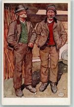 Kärtner Trachtenbilder von Prof. Leopold Resch Nr. 3 Bergbauern AK Trachten Österreich Künstlerkarte