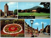02826 O8900 Görlitz , Neiße - Marienplatz Landeskrone Blumenuhr Leninplatz