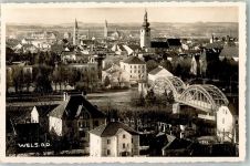 4600 Wels Foto AK Brücke Kirche