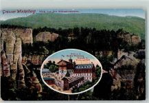 01814 O8320 Bad Schandau - Hotel a. d. Großen Winterberg Blick von den Schrammsteinen Großer Winterberg
