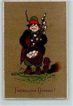 Kind mit Kätzchen und Ostereier AK Gute Erhaltung Osterei 194 Lithographie